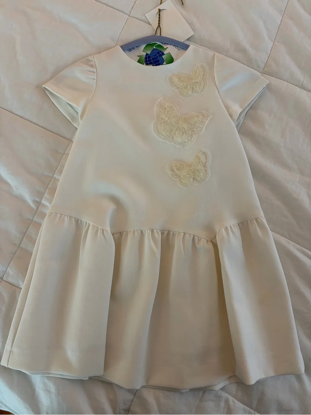 Zara Cream Butterfly Appliqué Formal Dress